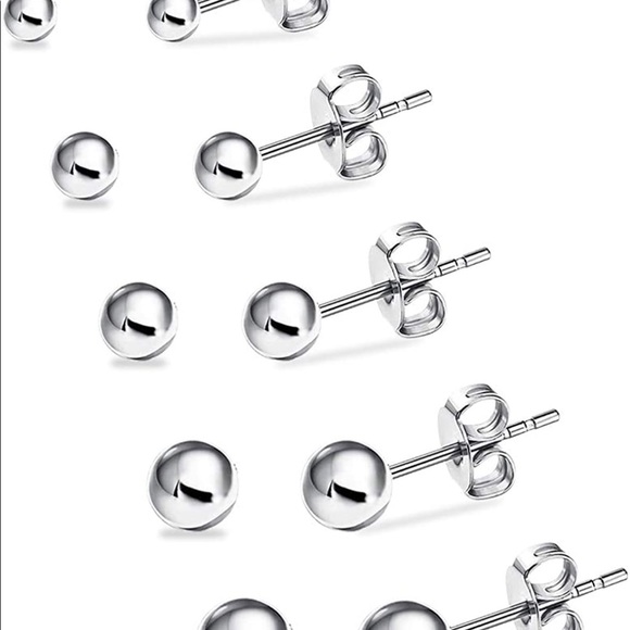 UHIBROS Silver Surgical Stud Earrings 4-8mm - Picture 2 of 2